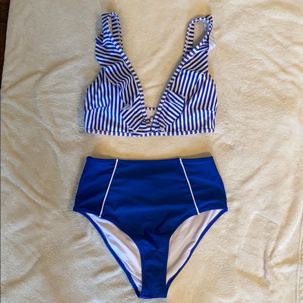 Cupshe High-Wasted Striped Bikini